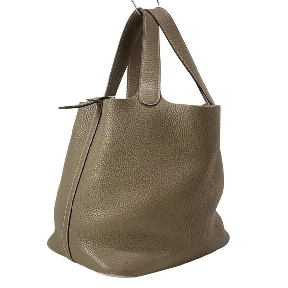 Auth HERMES Picotin Lock MM Etoupe Taurillon Clemence Y Handbag - Picture 6 of 16